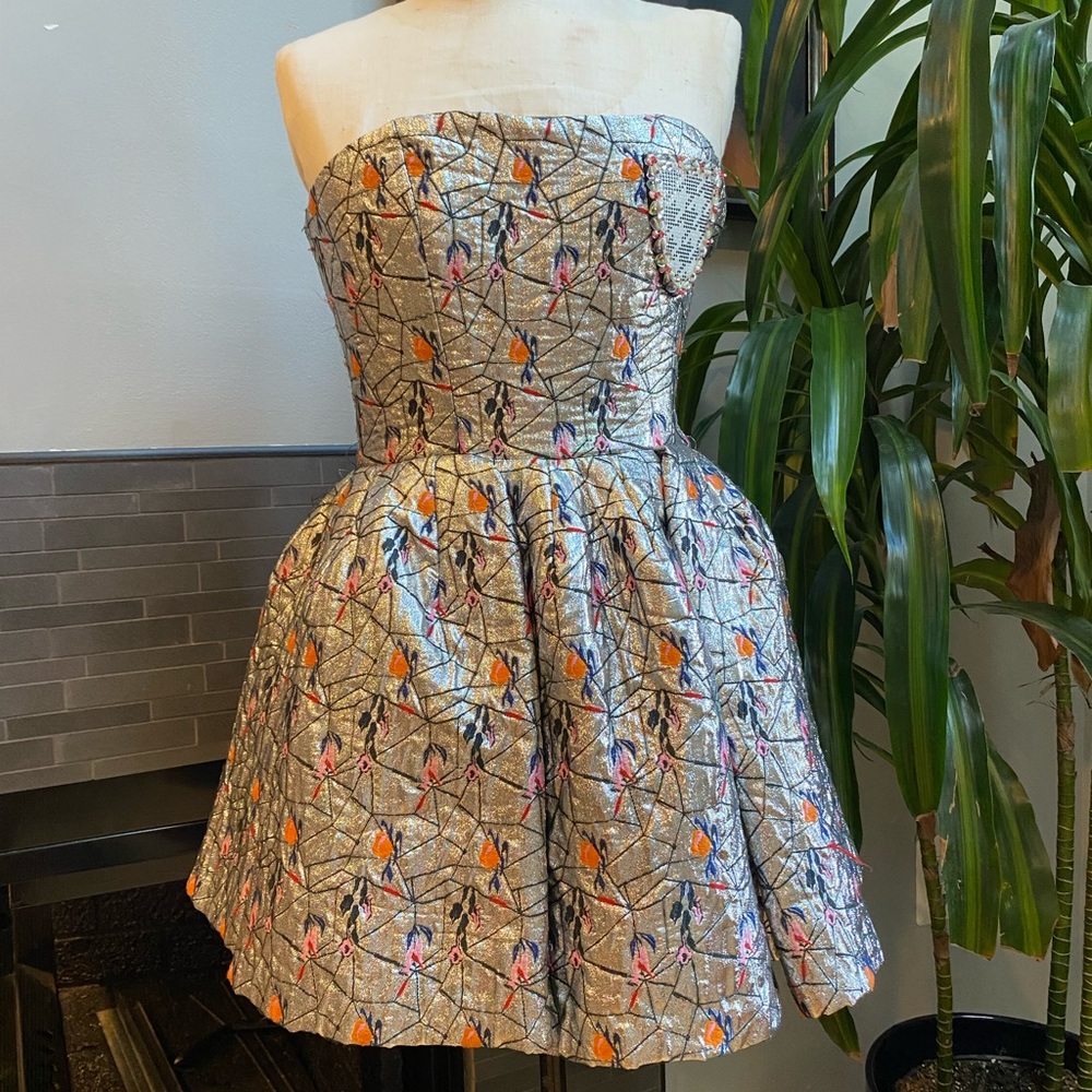 Christian Dior runway mini silver dress-Size 38